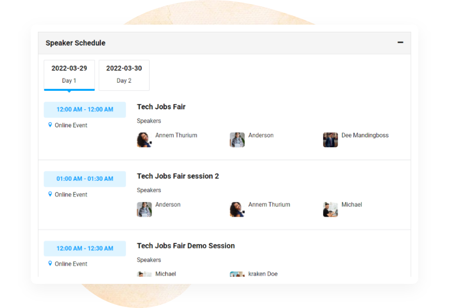 Display Speaker Schedule Display Speaker Schedule