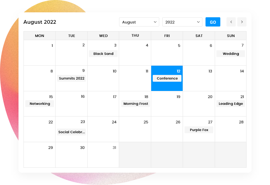 Calendar Listing Calendar Listing