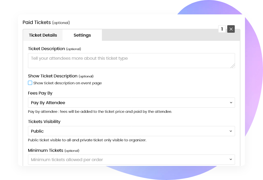 Ticket Settings Ticket Settings