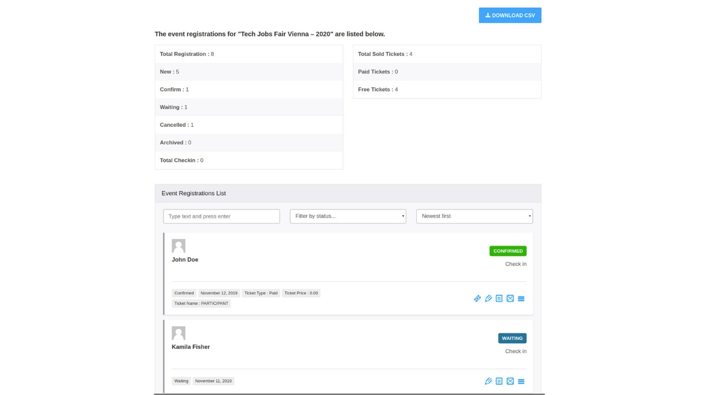 WP Event Manager Registrations Add-on 2
