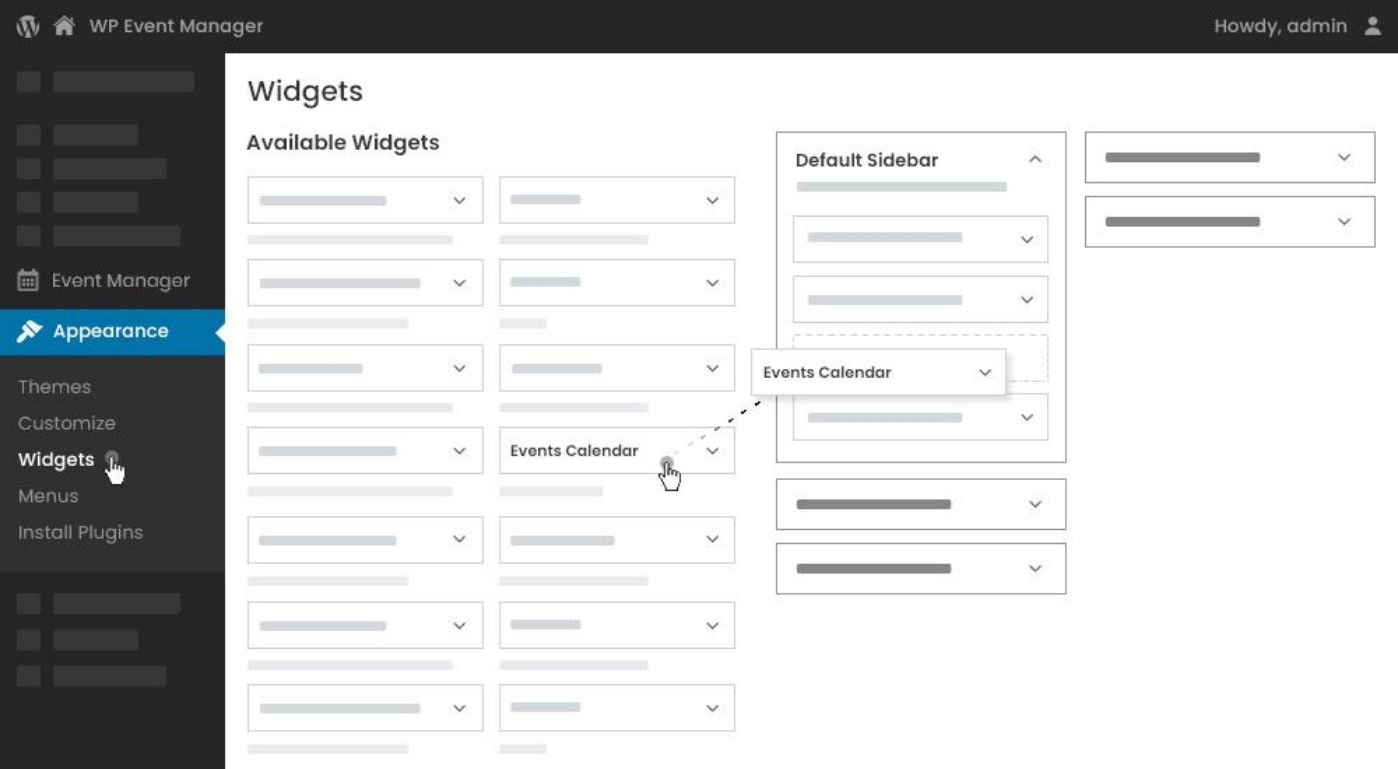 Manage Calendar Widget at Admin Panel