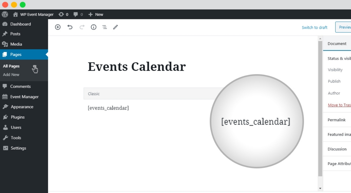 WP Event Manager's Events Calendar Plugin