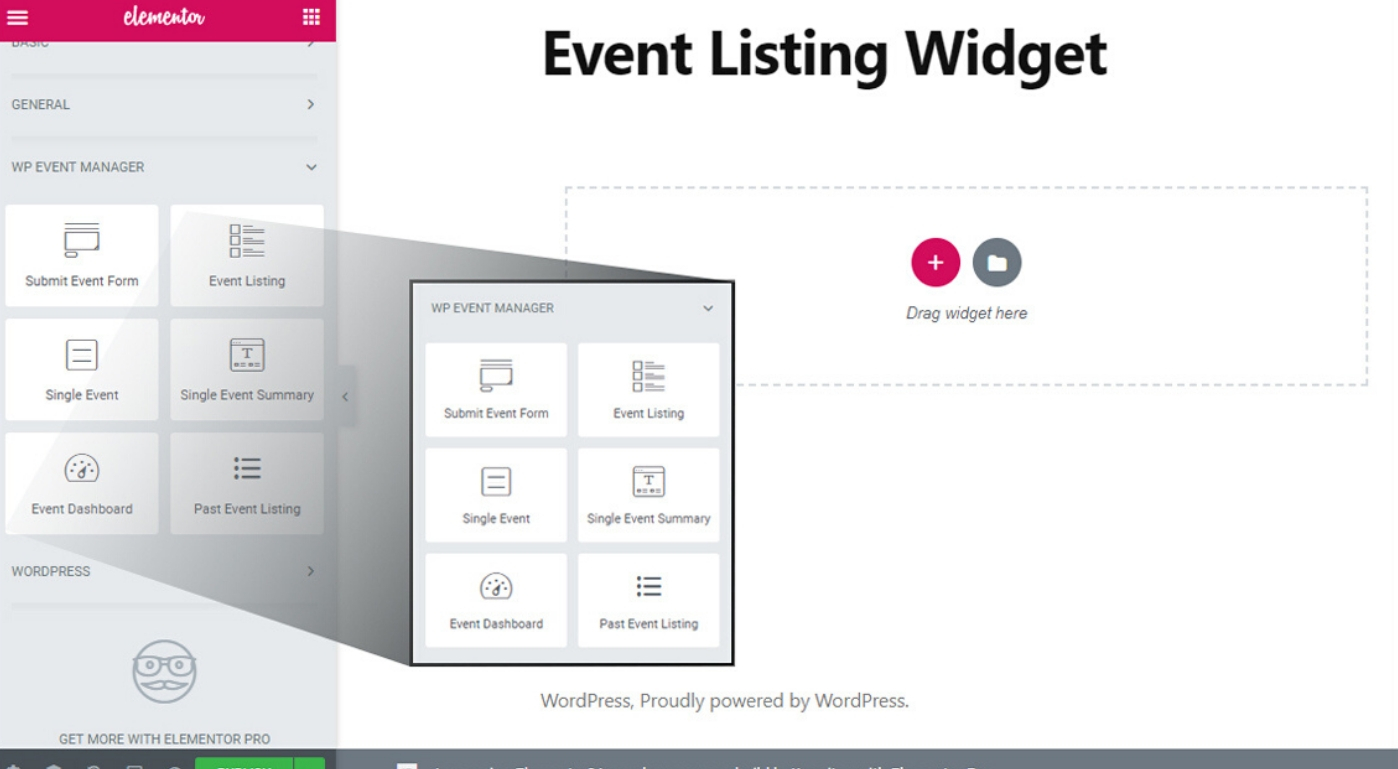event listing widget