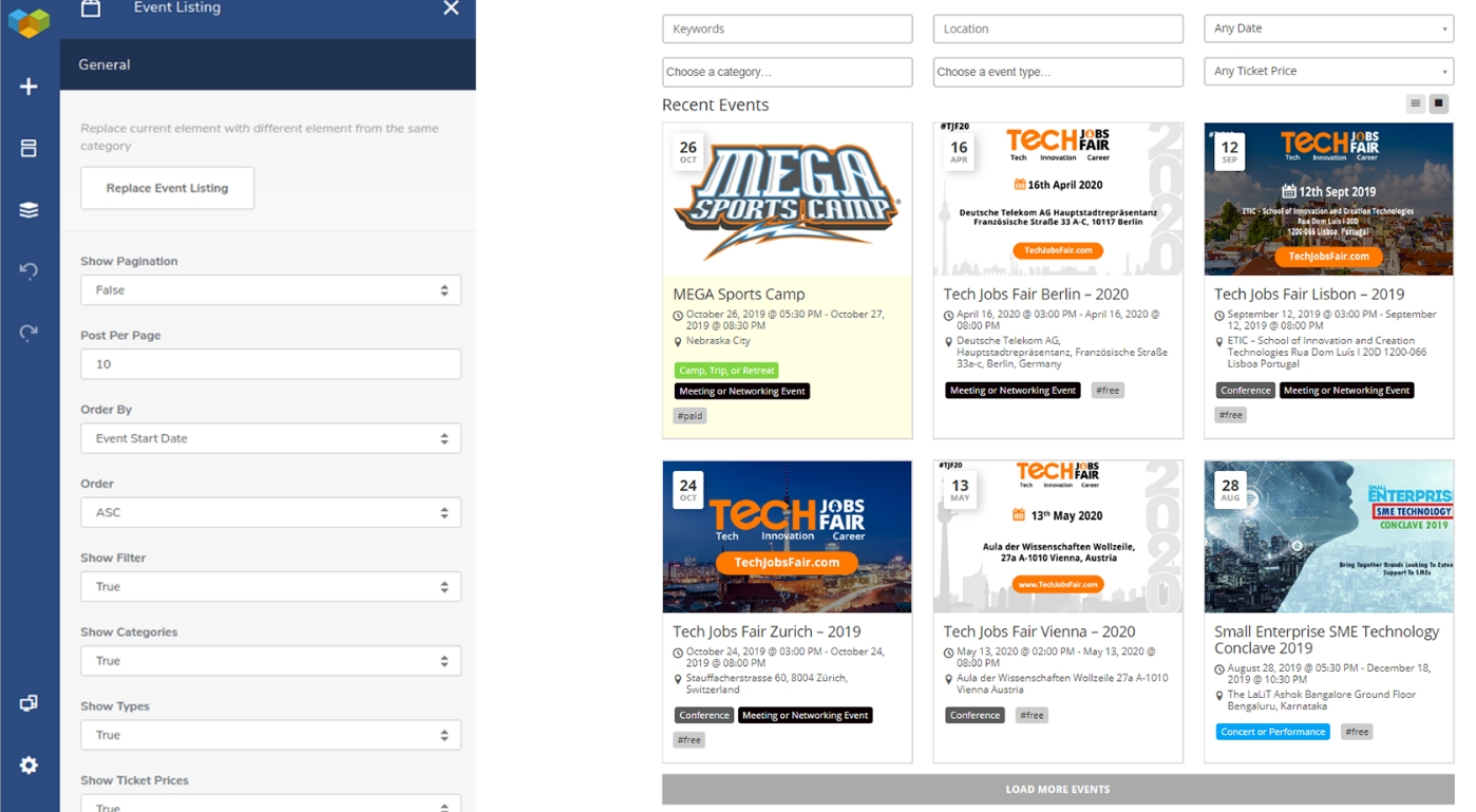  Event Listing Shortcode